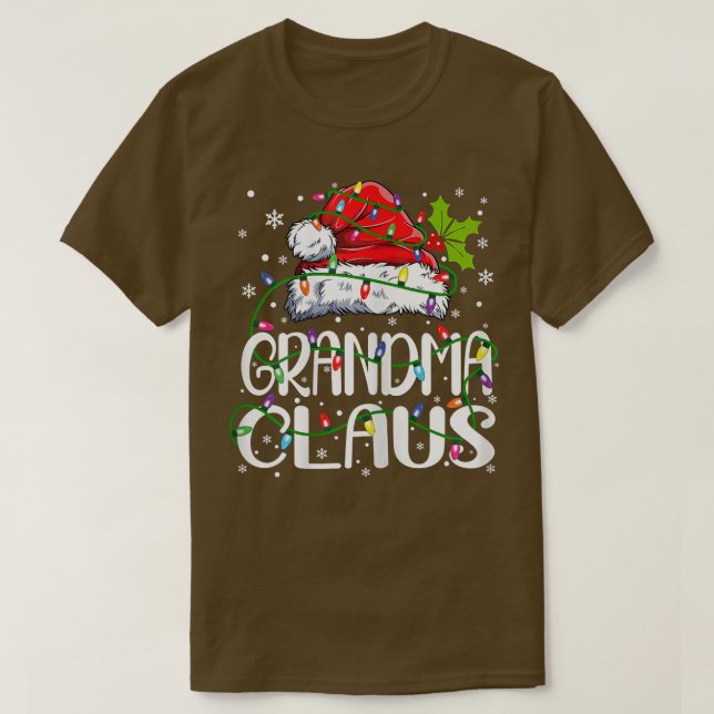 T-shirt Fame Grand-mère Claus feux de Noël Pyjama Fami (Design devant)