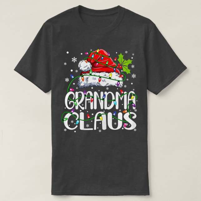 T-shirt Fame Grand-mère Claus feux de Noël Pyjama Fami (Design devant)