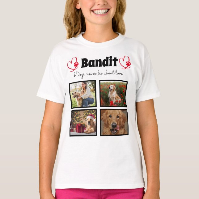 T-shirt Famille 4 photo collage de chien customisé pour fi (Devant)