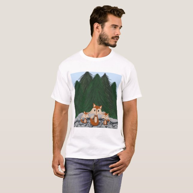 T-shirt Famille adorable de renards (Devant entier)