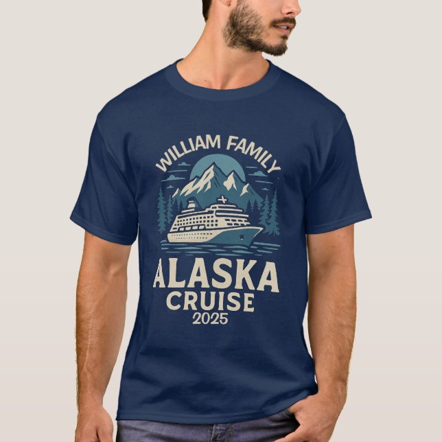 T-shirt Famille Alaska Cruise Nom et date personnalisés (Devant)