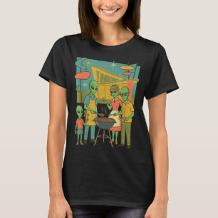 T-shirt Famille Alien Bbq Mid Century Modern Rétro1950s