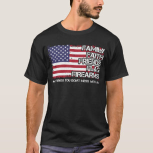 T-shirt Famille Amis Drapeau Armes à feu Fier Américain