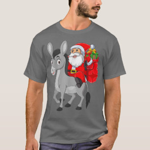 T-shirt Famille assortie drôle de Père Noël à cheval sur u
