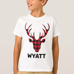 T-shirt Famille Buffalo Plaid Deer Head