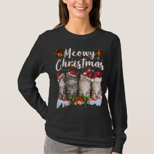 T-shirt Famille Cat Meowy Correspondant Pajamas de Noël Pè