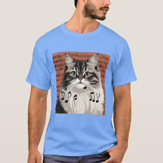 T-shirt Famille Cat with Music Notes