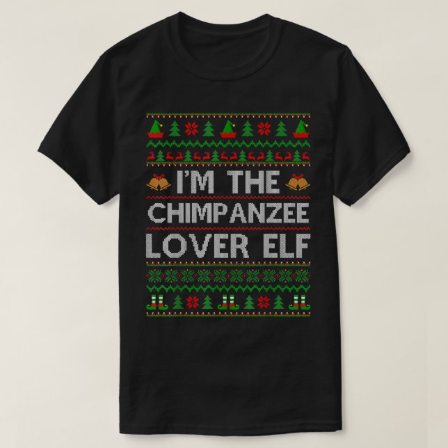 T-shirt Famille Correspondant Chimpanzé moche Lover Elf Ch (Design devant)