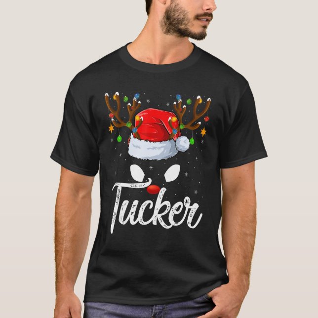 T-shirt Famille Correspondant Santa Chapeau Tucker Reindee (Devant)