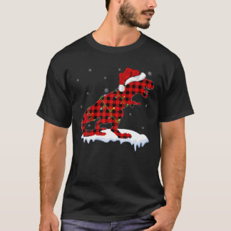 T-shirt Famille Correspondante Buffalo Plaid Dinosaur Noël