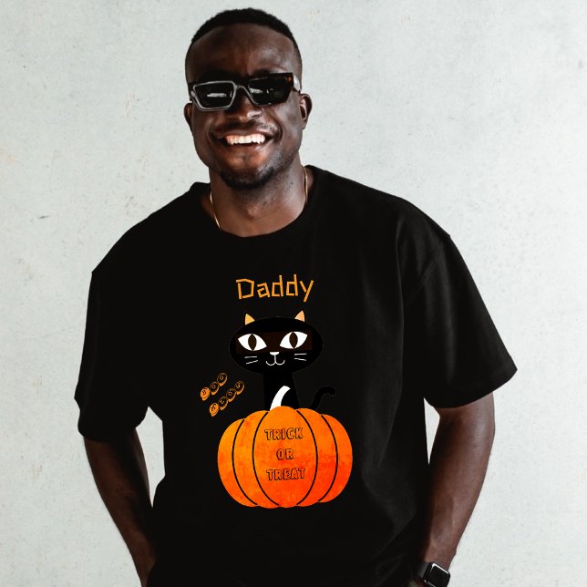 T-shirt Famille Correspondante Chat Cute Noir & Orange Hal (Créateur téléchargé)