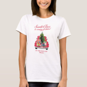 T-shirt Famille Correspondante Mignonne Santa Claus Camion