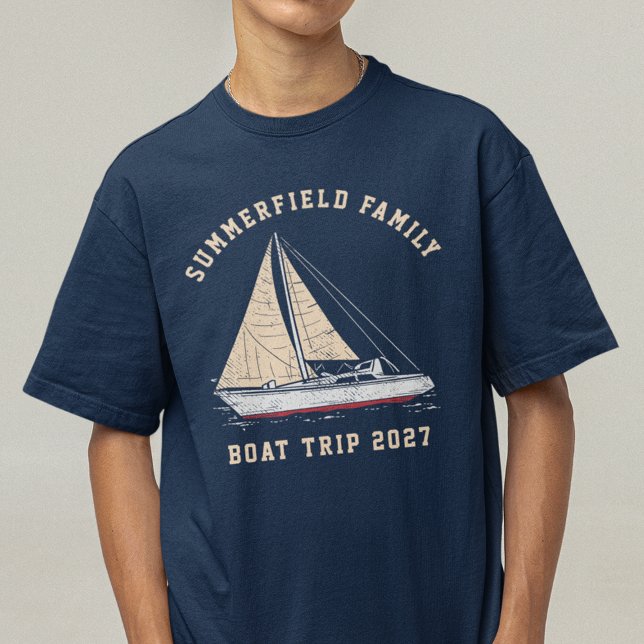 T-shirt Famille Correspondante Nautique Personnalisée Bate (Family Reunion Boat Trip Nautical Matching T-Shirt)