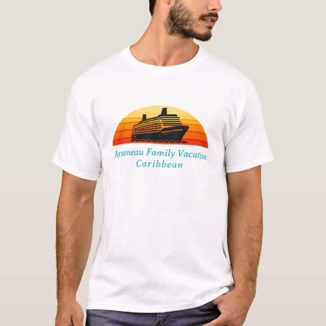 T-shirt Famille Croisière Coucher de soleil vacances Perso (Devant)