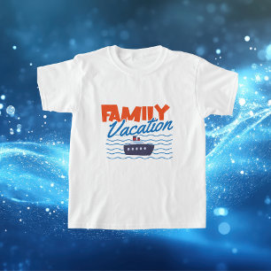 T-shirt Famille Croisière Enfants Vacances Orange/Bleu