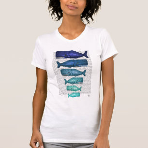 T-shirt Famille de baleines bleues