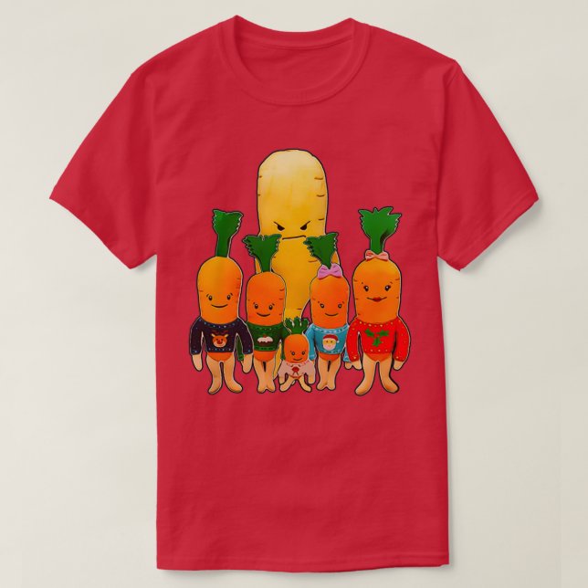 T-shirt Famille de carottes de Noël et Parsnip malin (Design devant)