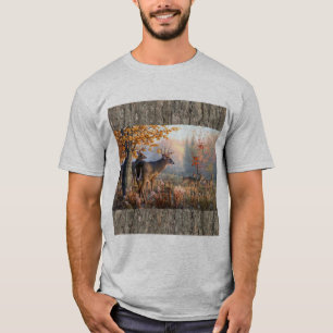 T-shirt Famille De Cerfs Jouant Sur Le Terrain