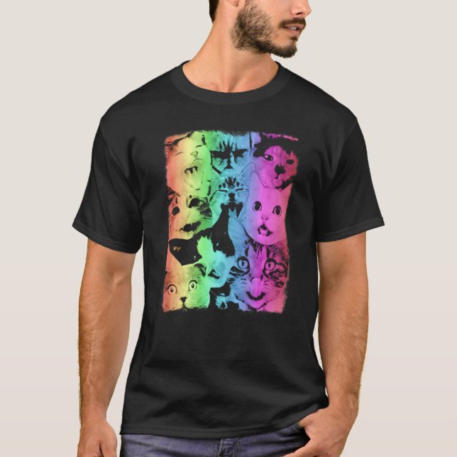 T-shirt Famille de chat arc-en-ciel (Devant)