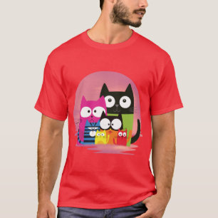 T-shirt Famille de chat colorée cadeau