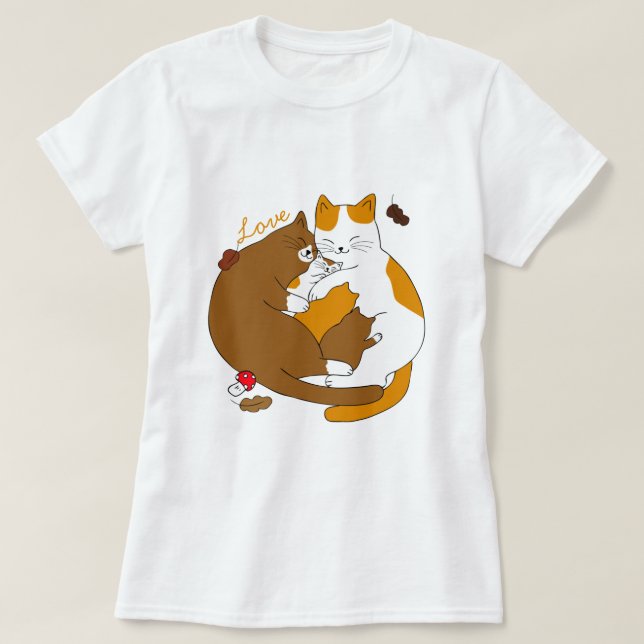 T-shirt Famille de chats mignons (Design devant)