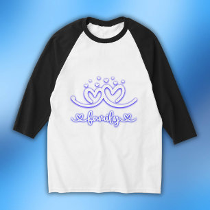 T-shirt Famille de coeur simple en bleu Baguette de base