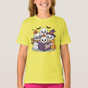 T-shirt Famille de fantômes mignons de Halloween lisant un