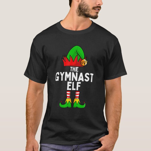 T-shirt Famille de jumelage de Noël amusante Elf Gymnast (Devant)
