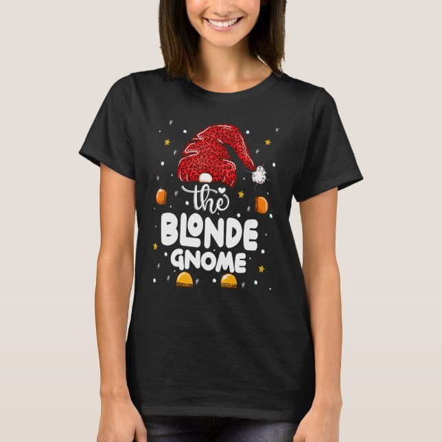 T-shirt Famille de léopard gnome blond à Noël (Devant)