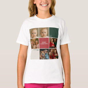 T-shirt Famille de Noël collage rouge Sage beige moderne