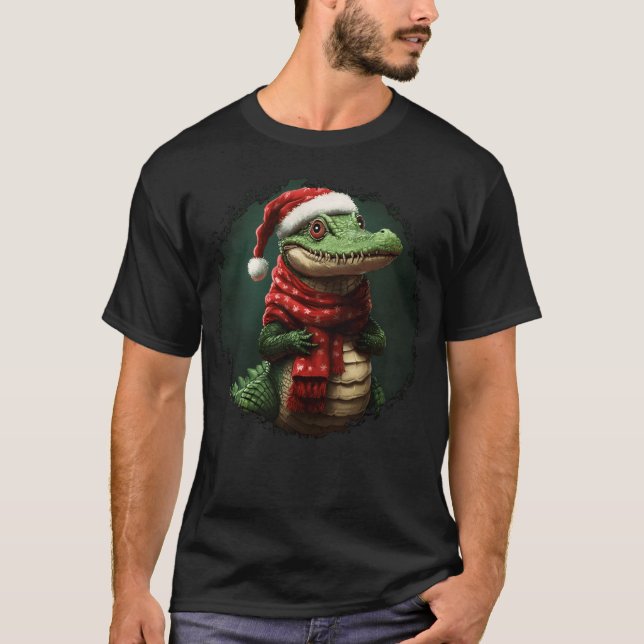 T-shirt Famille de Noël de crocodile (Devant)
