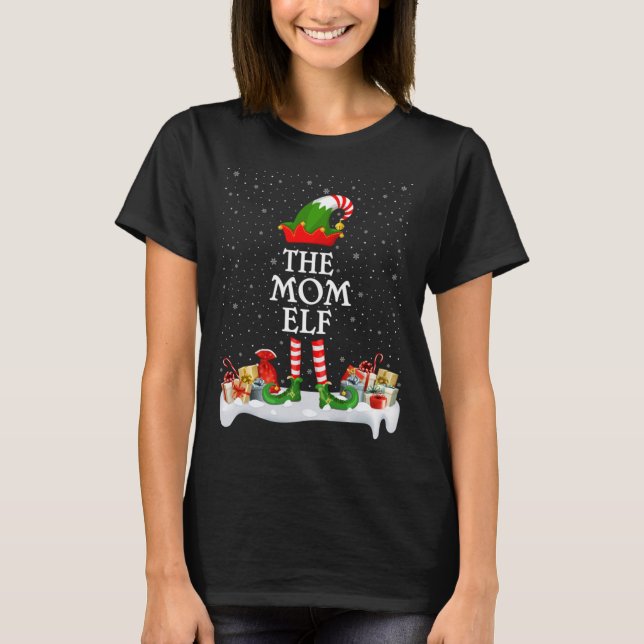 T-shirt Famille de Noël La maman Elf (Devant)