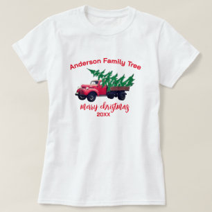 T-shirt Famille de Noël personnalisée pour Camion Rouge