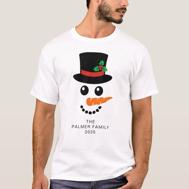 T-shirt Famille de Noël Snowman simple et élégant (Devant)