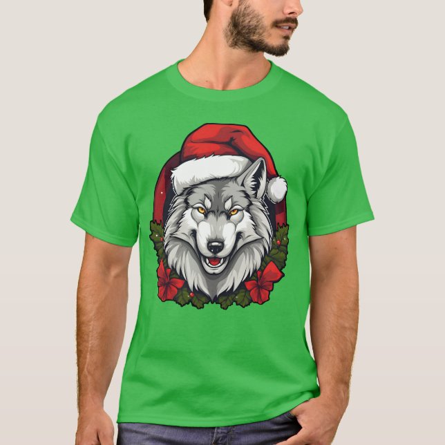 T-shirt Famille de Noël Wolf (Devant)