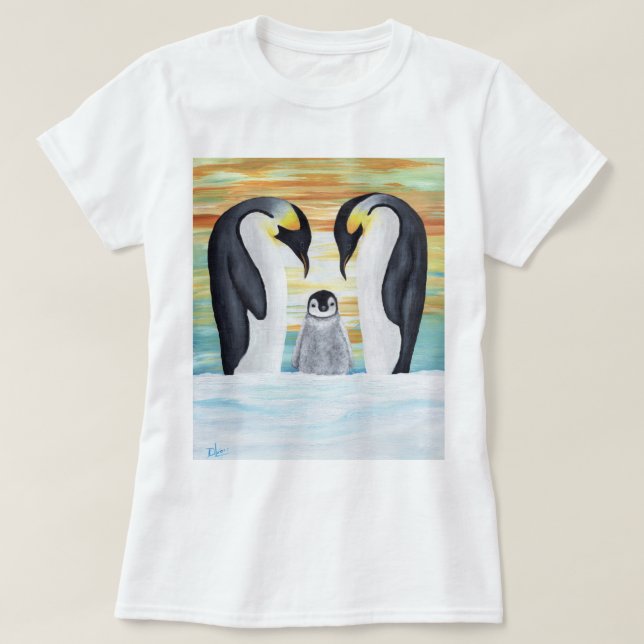 T-shirt Famille de pingouin avec le pingouin de bébé (Design devant)