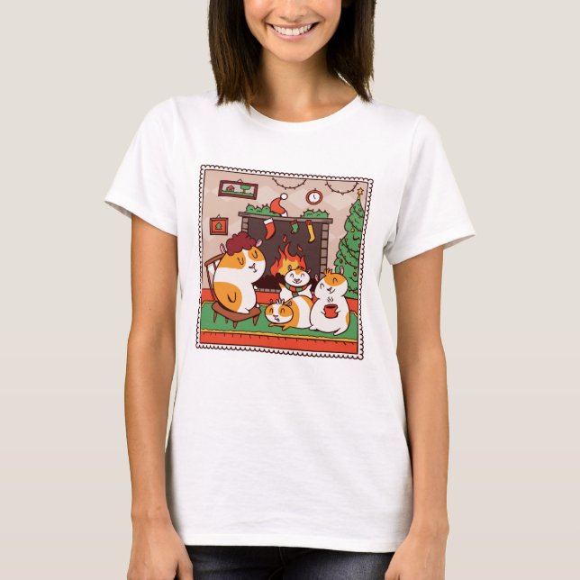 T-shirt Famille de porcs de Noël en Guinée (Devant)