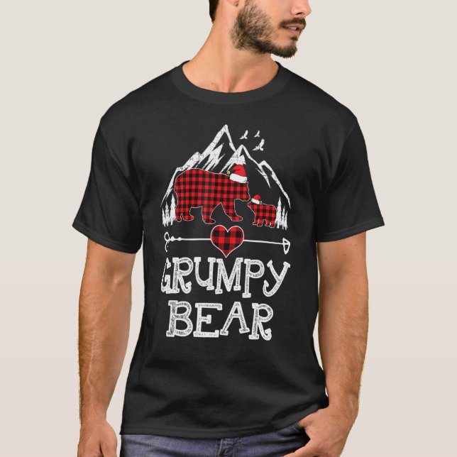 T-shirt Famille de pyjama de jumelage de l'Ours Grumpy Red (Devant)
