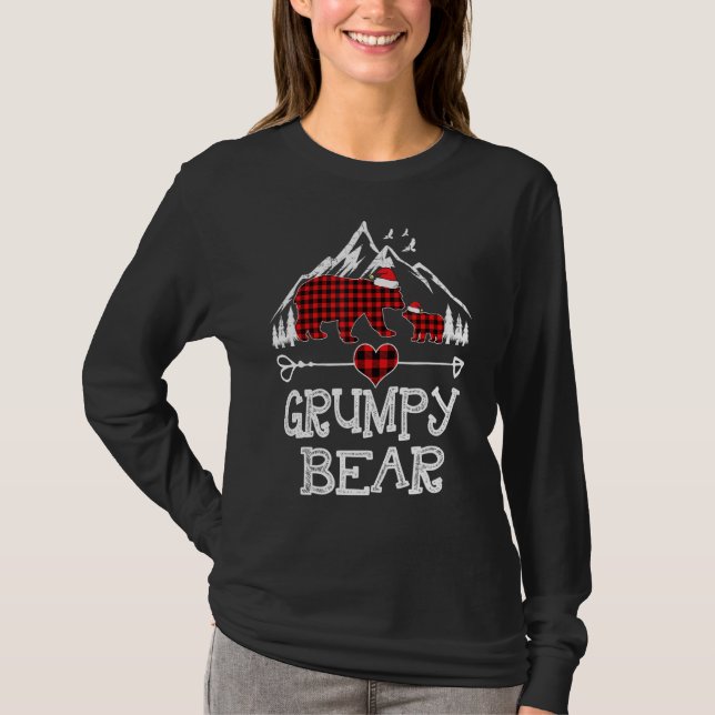 T-shirt Famille de pyjama de jumelage de l'Ours Grumpy Red (Devant)