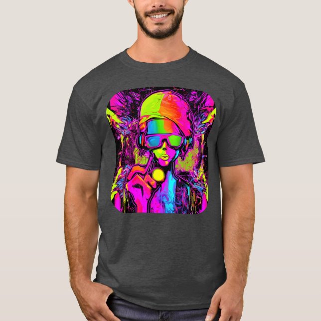 T-shirt Famille de soirée électro UV fluorescente néon (Devant)