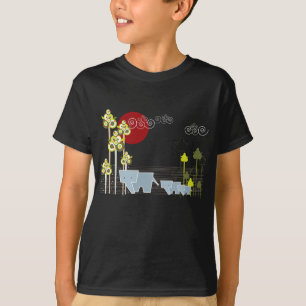 T-shirt Famille D'Éléphants Whimsical Dans La Forêt Et Le 