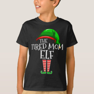 T-shirt Famille d'elfes maman fatiguée correspondant cadea