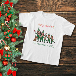 T-shirt Famille d'elfes plus Chien Funky Custom Christmas