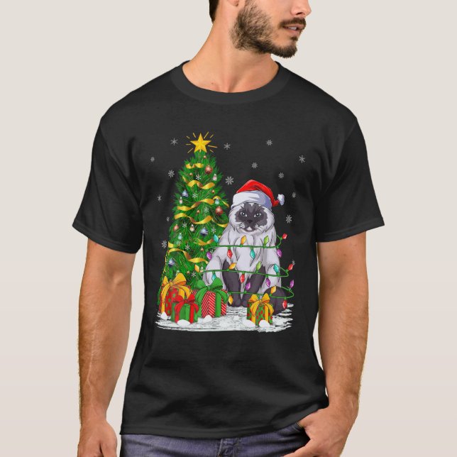 T-shirt Famille des arbres de Noël correspondant Père Noël (Devant)