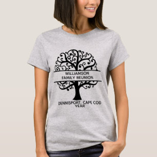 T-shirt Famille des arbres Reunion Black Modern Drawing