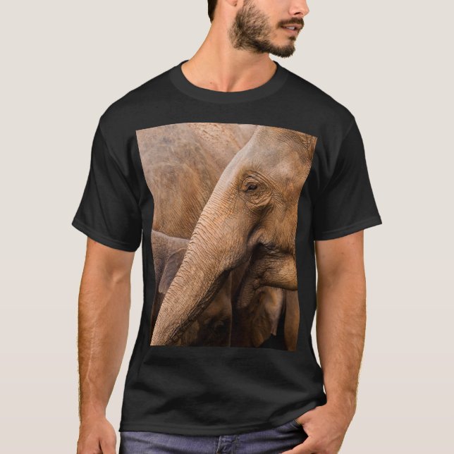 T-shirt Famille des éléphants : Faune majestueuse (Devant)