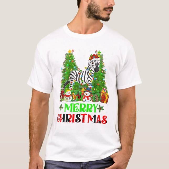 T-shirt Famille des feux d'arbres de Noël (Devant)