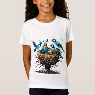 T-Shirt Famille d'oiseaux de coeur au nid