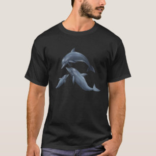 T-shirt Famille Dolphin maman papa et bébé dauphins bleu o