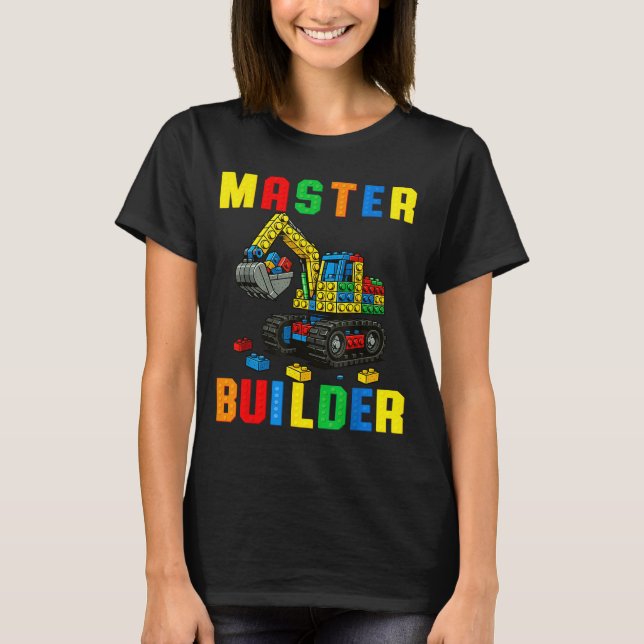 T-shirt Famille Drôle Maître Constructeur Briques Blocs de (Devant)